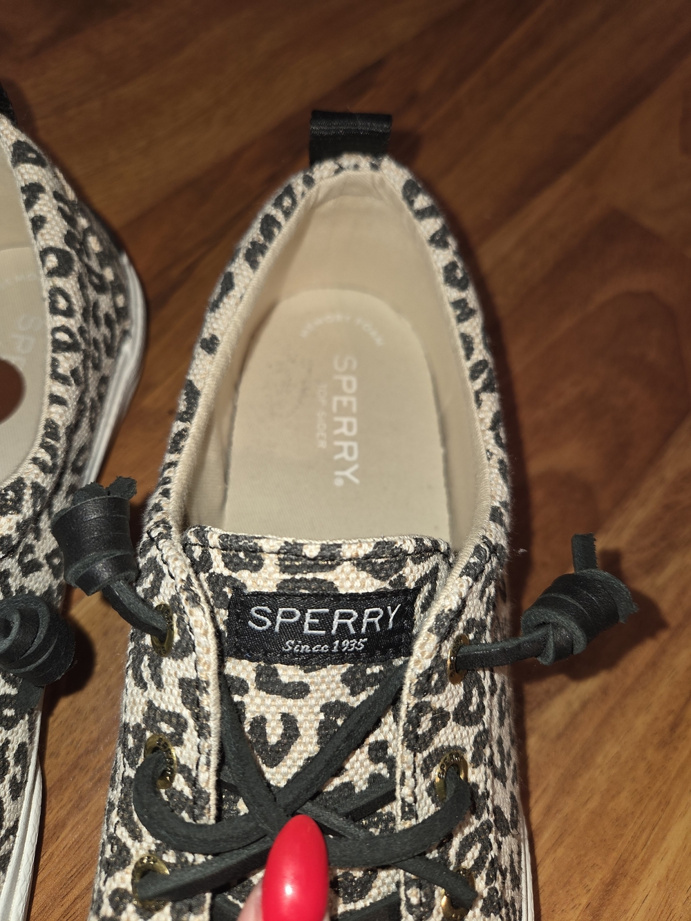Sperry Leopard Print Canvas Sneakers - Black & Cream - Picture 4 of 6